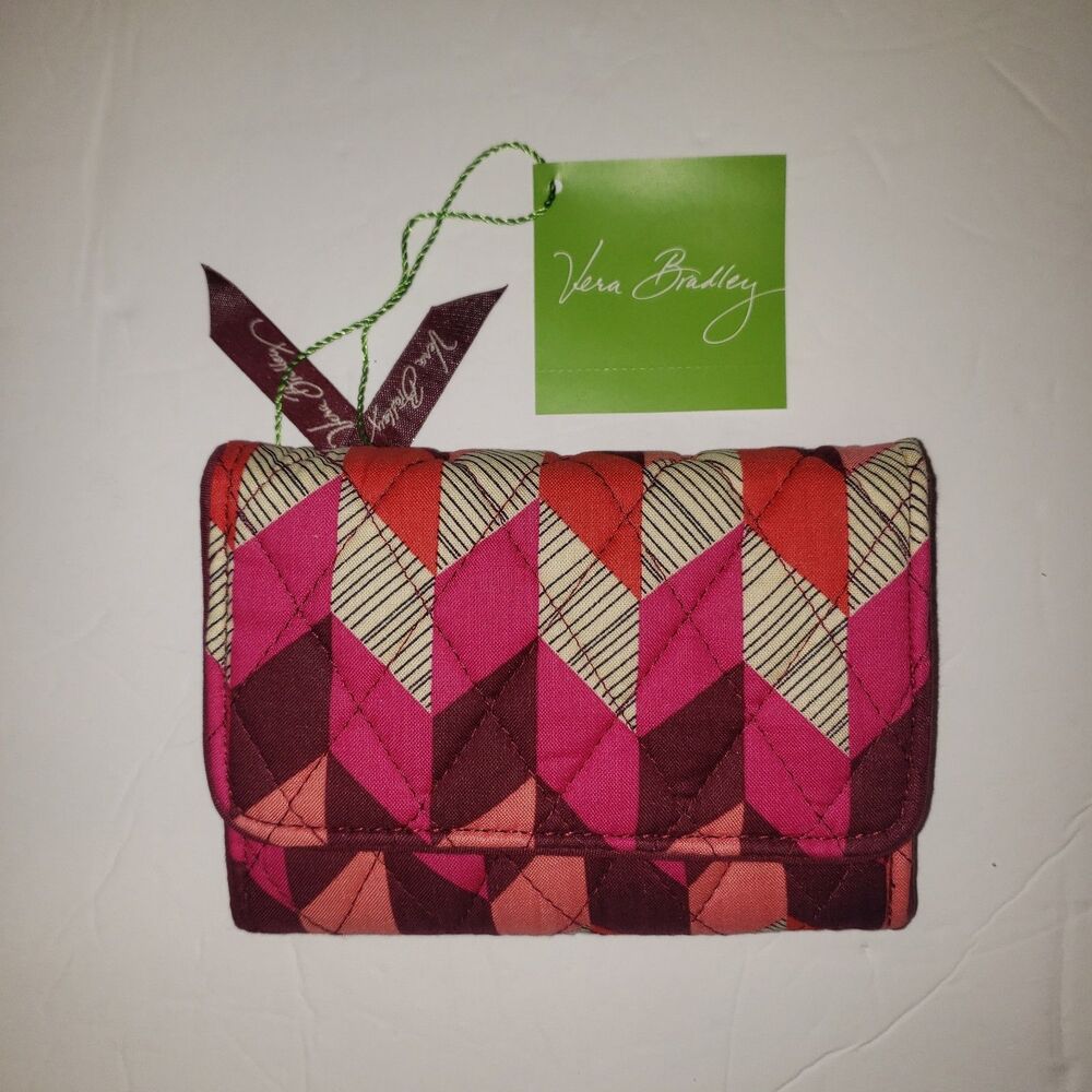 Vera Bradley Riley Compact Wallet Retired Pattern Bohemian Chevron 2016 NEW - Picture 1 of 9
